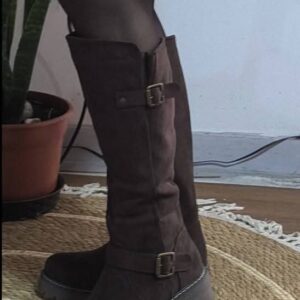 Bota cera marrón mujer taco bajo